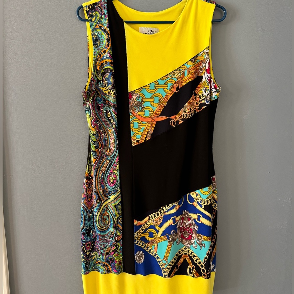 Joseph Ribkoff Vibrant Yellow and Black Mini Dress